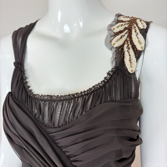 VERA WANG 2006 Vintage Runway Grecian Gown Draped Embellished Long Maxi Dress - Picture 7 of 9